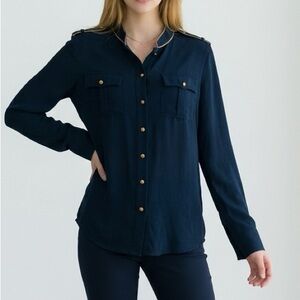 Lauren classic Navy Button-Up Shirt